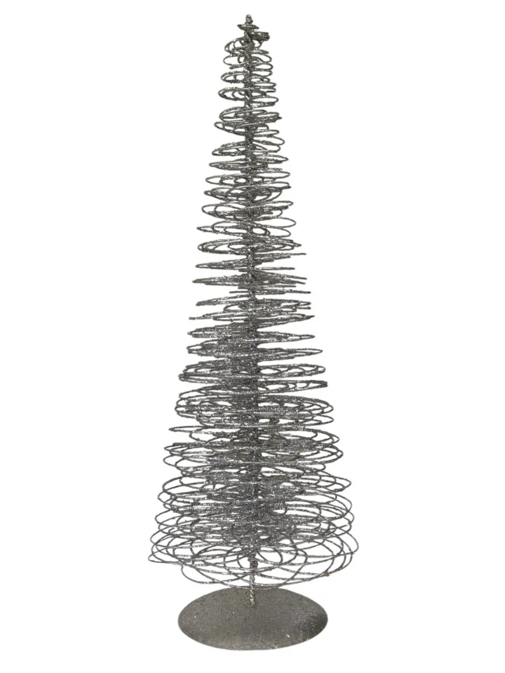 Crate&Barrel Metallic Silver Spiral Wire Decorative Tabletop Christmas Tree 20”